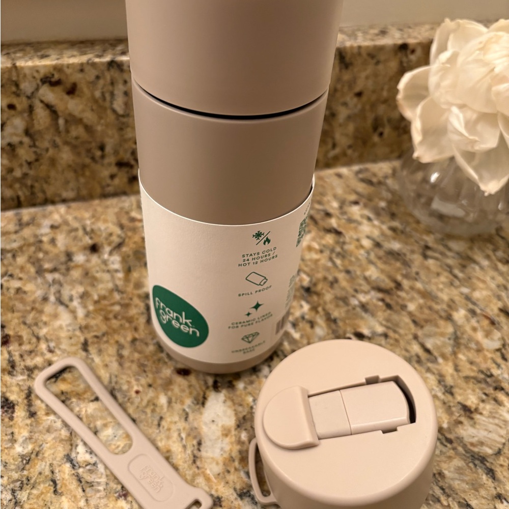 Beige Ceramic Reusable Cup by Frank Green with bonus lid 16 oz